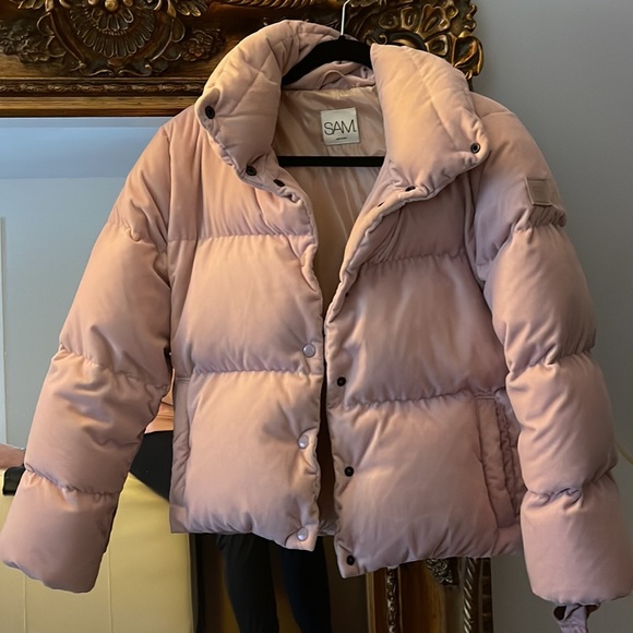 SOLD - SAM. Velvet Pink Puffer Jacket - Picture 5 of 6